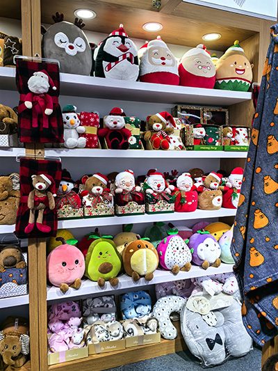 Sample room shelves with plush toy designs, view 2