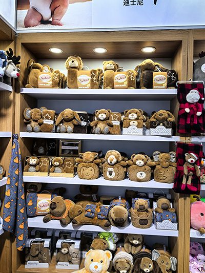 Sample room shelves with plush toy designs, view 3